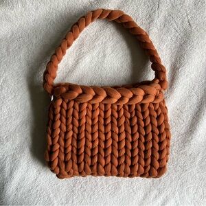 Pumpkin Spice Handmade Chunky Knit Shoulder Bag